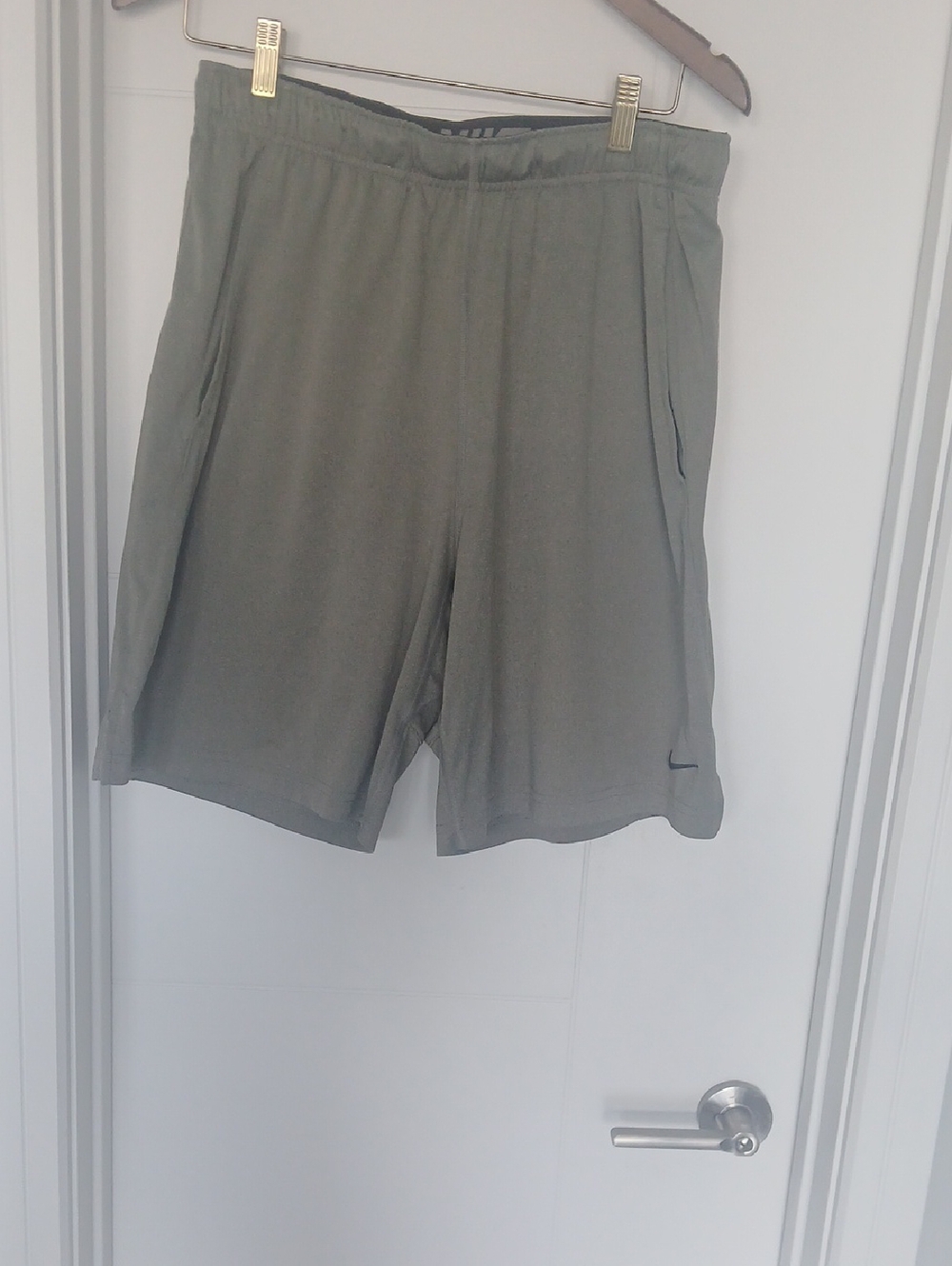 Nike Men's Light Gray Athletic Shorts with Swoosh